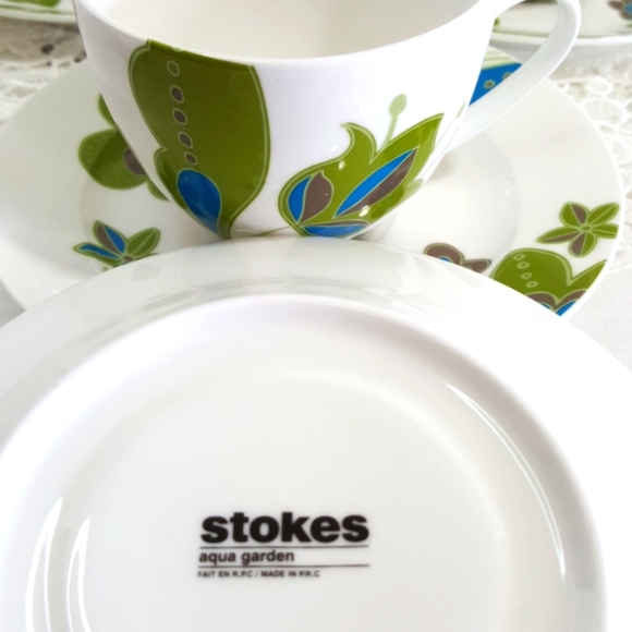 Pair Teacup Saucer AQUA GARDEN, Set of 2 - Picture 10 of 12